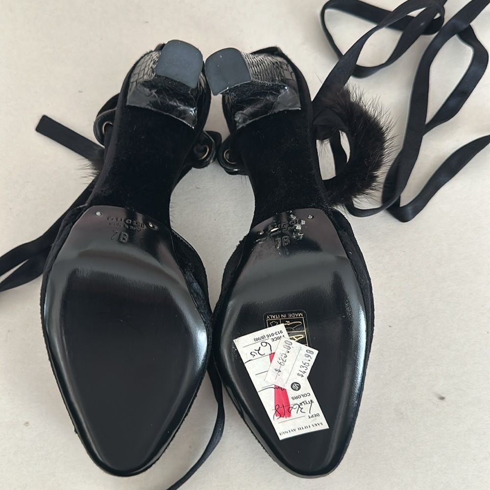 Tom Ford Gucci Mink Python Velvet Heels 7 NWT - Picture 8 of 15